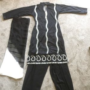 3 piece Black and off whitish salwa kameez